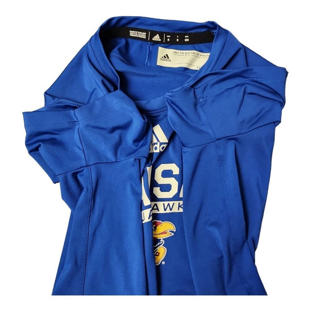 NWOT Kansas Jayhawks Tee Woman Medium Adidas College Performance Training Blue - Picture 10 of 10